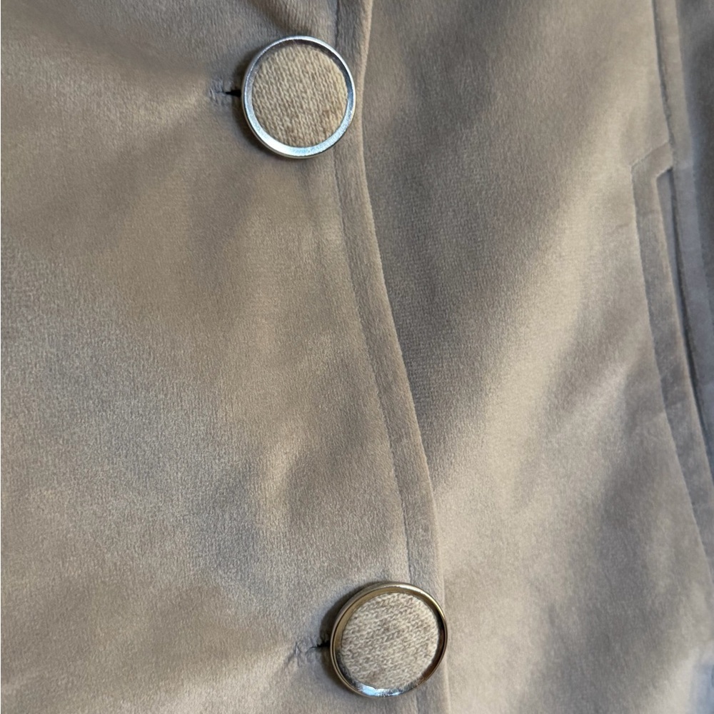 Vintage Beige Faux Suede Belted Trench Coat | Soft Suede Feel Jacket - Picture 3 of 6